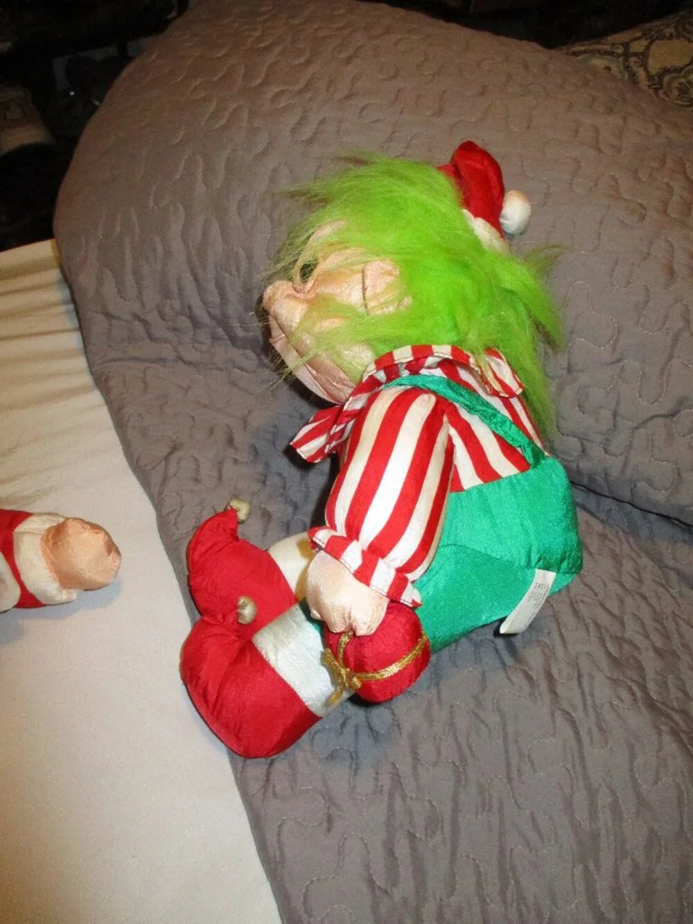 2 Christmas Vintage Santa & Troll Plush Nylon Stuffed Parachute